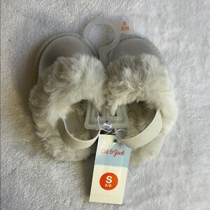 Cat & Jack Silver Plush Slippers for Cozy Comfort